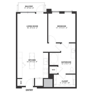 Rendering of the Atlas.ADA floor plan with 1 bedroom[s] and 1 bathroom[s] at Hartwood