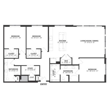 Rendering of the Lancaster floor plan with 3 bedroom[s] and 2 bathroom[s] at Hartwood